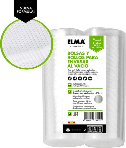 2 Rollos Vacío Gofrados Elma 20cm x 6m | Ajustables | Ref 15.90.0