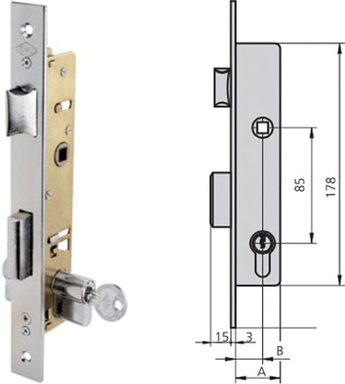 Cerradura de embutir acero inoxidable CVL 1984