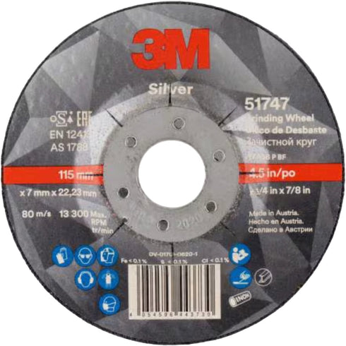 Disco de Desbaste 3M™ Silver T27 | 115x7.0mm | Acero/Inox