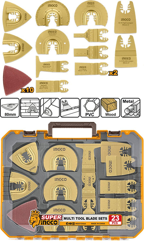 INGCO Set 23 Accesorios para Multiherramienta | Corte, Lijado y Rascado