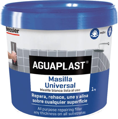 Pack de 12 uniadades / 1kg / Blanco Aguaplast Masilla Universal 1 kg Beissier | Pack 12 | UNE-EN 16566