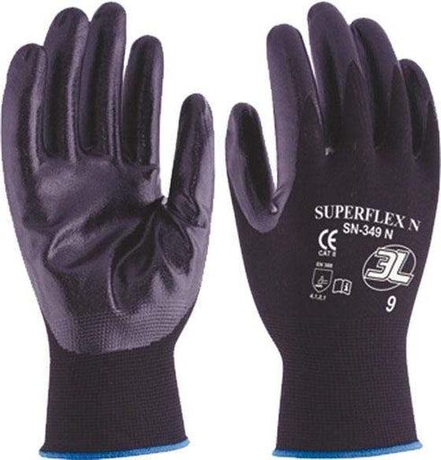 3L SN349 - Guantes Nitrilo Super Flex, Pack 12 uds, Sin Polvo