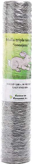 1x50m Enrejado de Triple Torsion Galvanizado para Conejeras