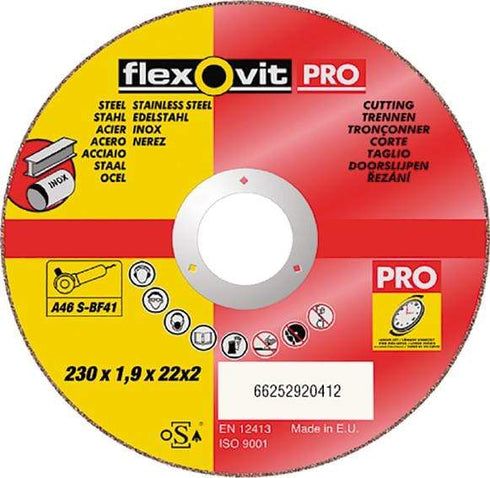 DISCO FLEXOVIT INOX A46SBF41 230X19X22 - PACK 25 UNIDADES
