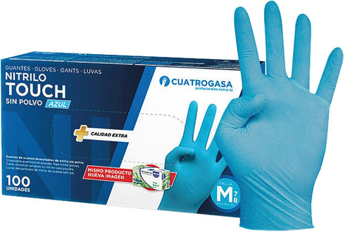 Pack de 100 unidades / Azul / S Guante Nitrilo CuatroGasa Touch 100 uds | Azul sin polvo