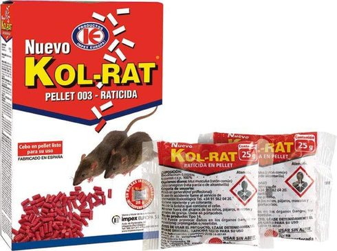Raticida Pellet KOL-RAT 150GR (Caja 36x150gr)| Brodifacoum 0,0025%