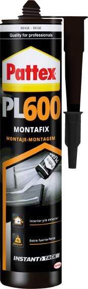 Pattex PL600 Montafix: Adhesivo montaje rapido y fuerte - PACK 12 UNIDADES
