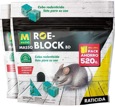 Pack de 2 unidades / 2 x 260g Raticida Roe Block Masso
