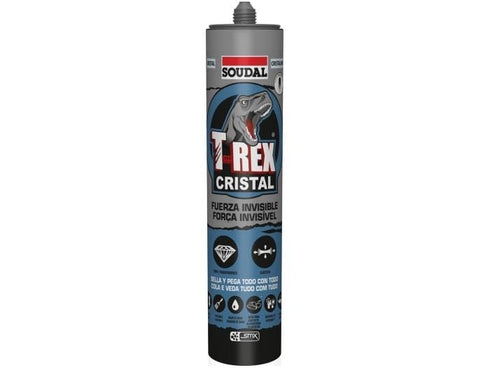 125 ml Soudal T‑Rex Cristal 290 ml | Adhesivo Transparente Pack 12