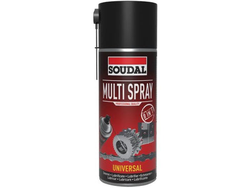 400 ml - Pack 6 Unidades Soudal Spray Multiusos 8 en 1 | Aflojatodo, Lubricante y Anticorrosivo