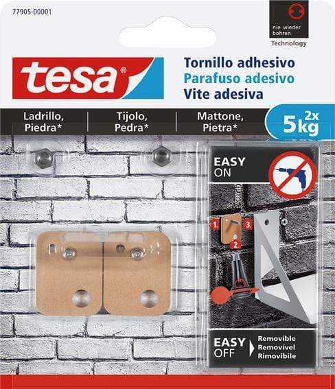 Rectangular / Para ladrillo y piedra / Pack de 6 unidades Tornillo adhesivo Tesa